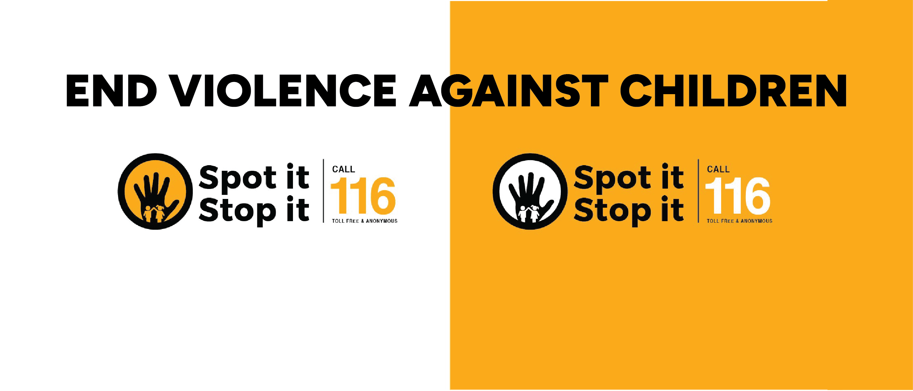 End Violence Against Children - Spot it, Stop it, call 116 poster